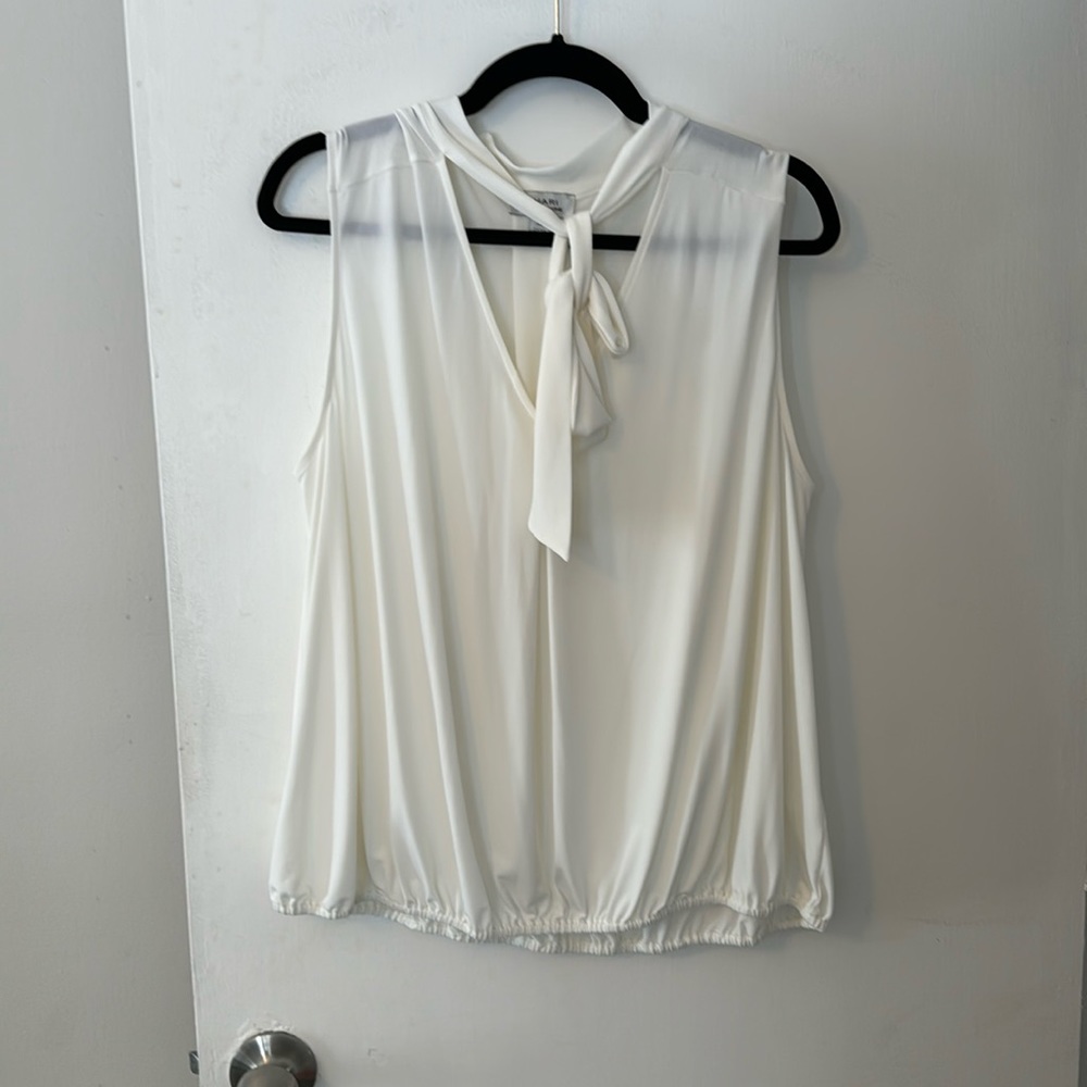 Tahari Arthur S. Levine white tank top with neck tie size XL